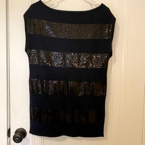 Alice + Olivia Navy Sequin Top